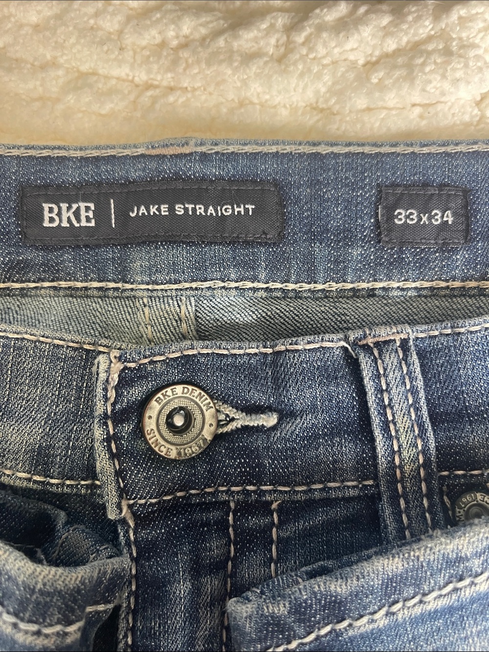BKE Men's Size 33 Blue Denim Jeans - Classic Fade Wash